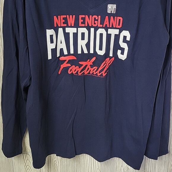 NFL New England Patriots Navy Long Sleeve V Neck Shirt Womens Size XXL NEW - Picture 3 of 8
